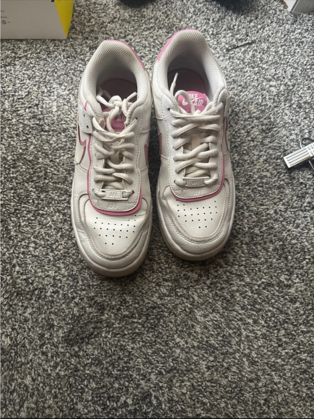 Nike Kids Leather Sneakers in White with Pink Trim